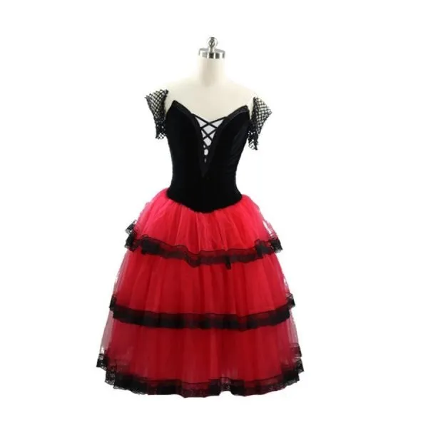 red and black corset tutu dress Red Satin Black Tutu Skirt Burlesque Overbust Corset Dress XL