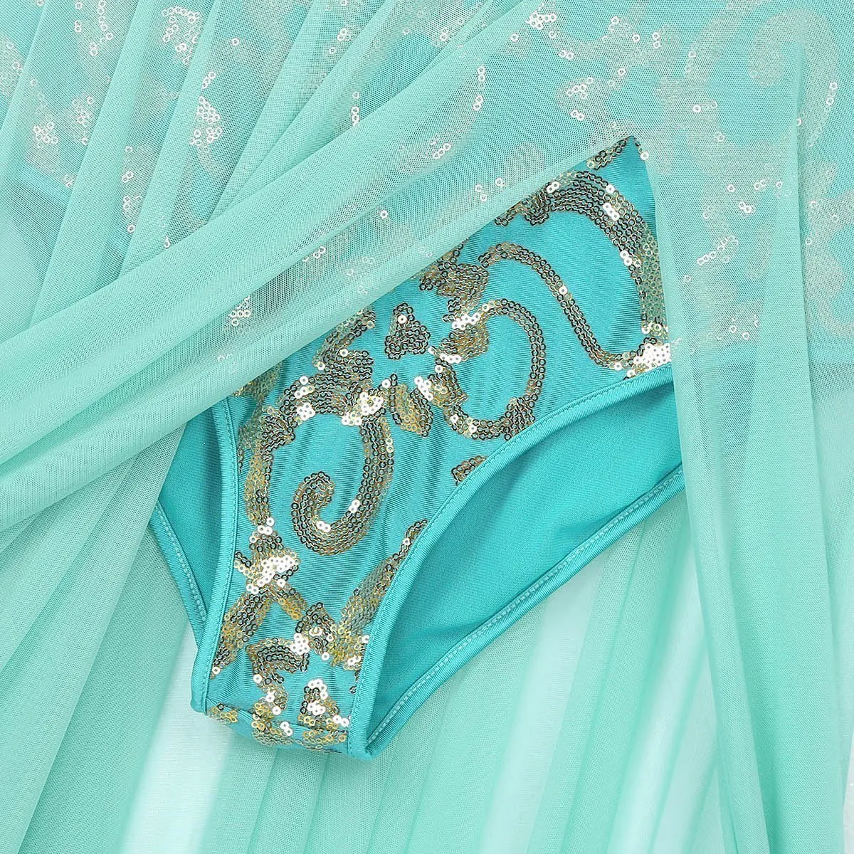 Aqua Gold Contemporary Dance Costume - Image 3