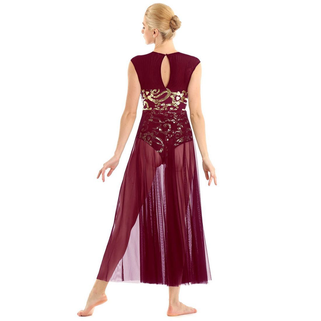 Wine Red Dance Costume Twirling Ballerinas