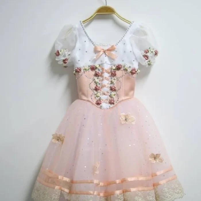 Peach romantic ballet costume