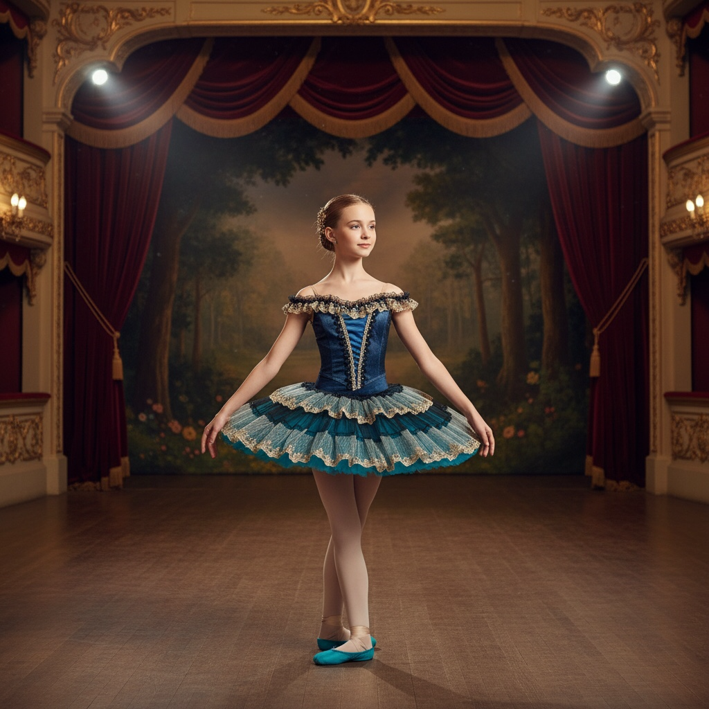 Child in Teal Esmeralda lace Ballet Tutu