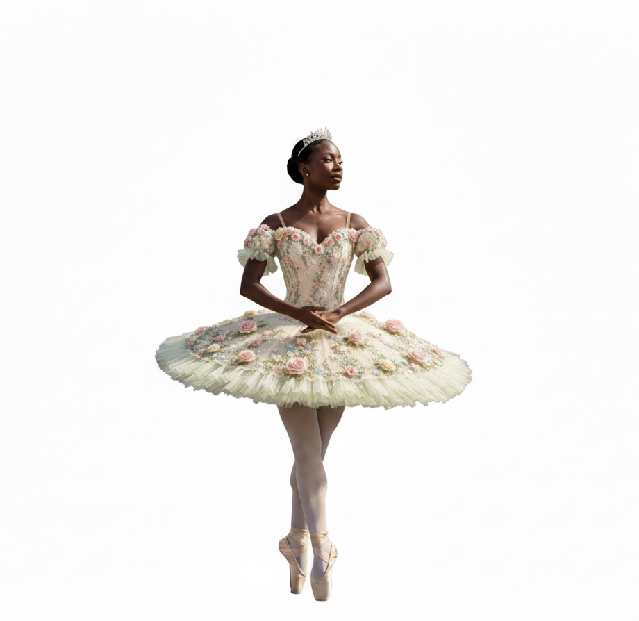 Rose Garden Fairy Professional Classical Ballet Tutu with Handcrafted Floral Embellishments